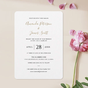 Casamento Elegante Simples Convide Modelo com Dour