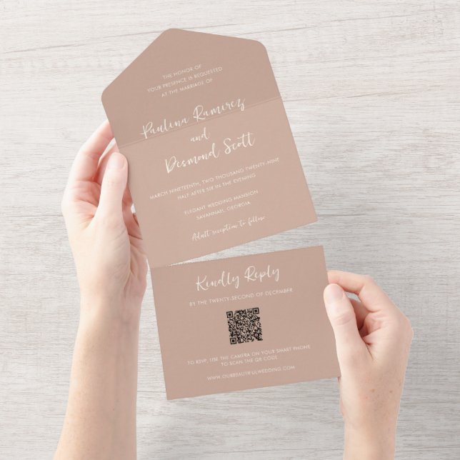 Casamento Elegante Simples Paulina Modern Tan (Tearaway)