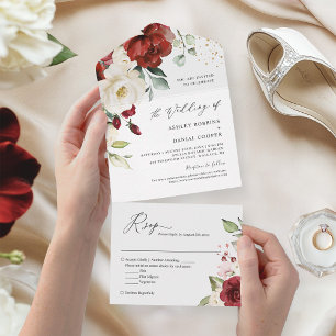 Casamento Elegante Simples, Simples, Branco Vermel