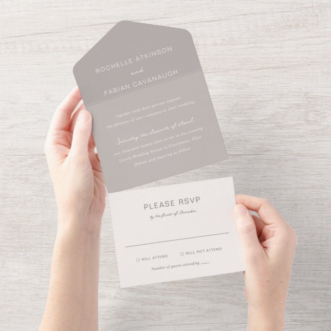 Casamento Elegante Simples Taupe (Tearaway)