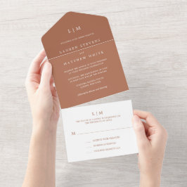 Casamento Elegante Simples Terracotta Monograma