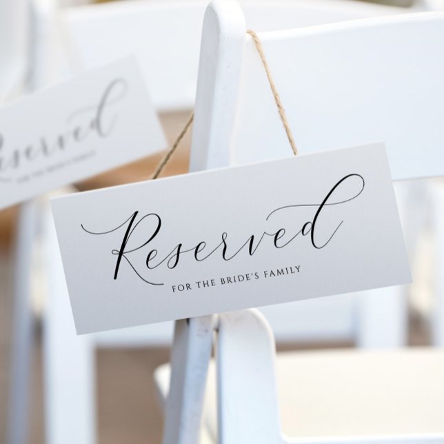 Casamento Elegante - Sinal Reservado para Pression (Elegant Wedding Reserved Cards to Hang on Chairs)