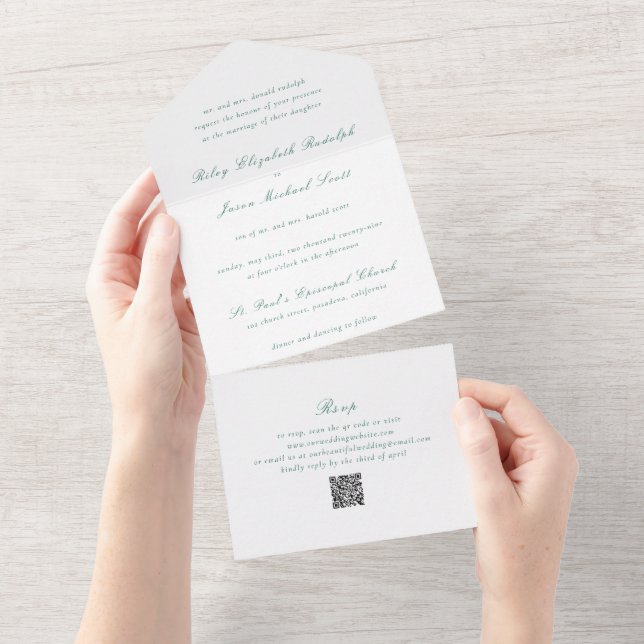 Casamento Elegante Verde Riley Emerald (Tearaway)