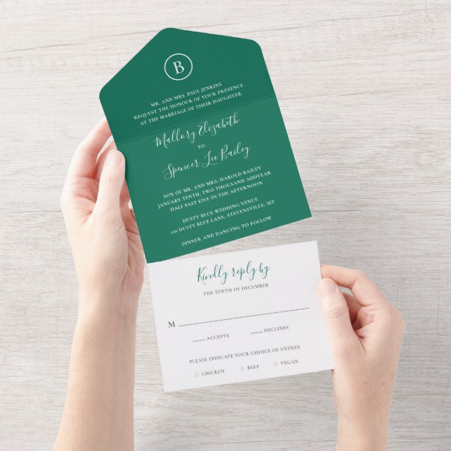 Casamento Elegante Verde Tradicional Emerald (Tearaway)