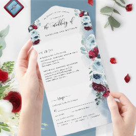 Casamento Elegante Vermelho e Azul com RSVP Perfur