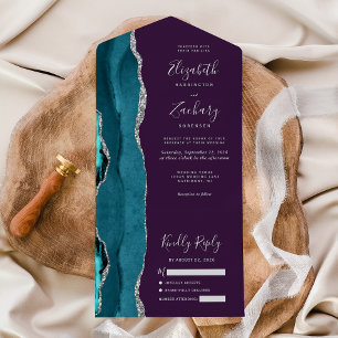 Casamento em Ágata Prata Turquesa Roxo