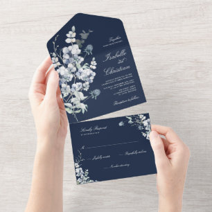 Casamento em Azul Empoeirado com Flores Silvestres