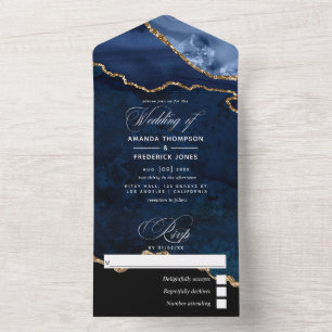 Casamento em Azul Marinho e Ágata Dourada