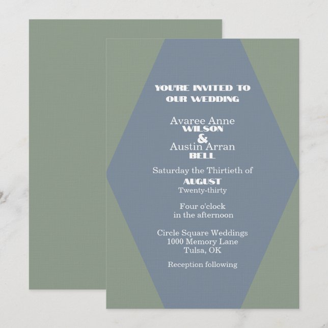 Casamento em Diamante de Duas Cores Azul e Verde (Frente/Verso)