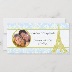 Casamento em Paris Blue Damask Foto Anúncio