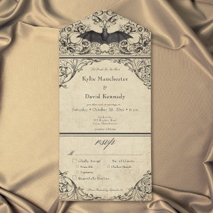 Casamento em Pergaminho Preto Vintage até a Morte