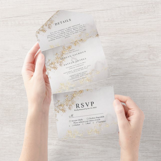 Casamento em Tons de Cinza com Toques de Ouro Luxu (Aba destacável)