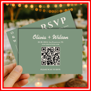 Casamento em Verde Salvia   Cartão de Resposta QR 