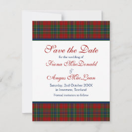 Casamento escocês MacLean Tartan Salve o Cartão de