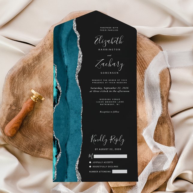 Casamento Escuro de Agata de Teal Moderno (Criador carregado)