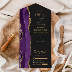 Casamento Escuro Moderno Roxo Dourado Ágata