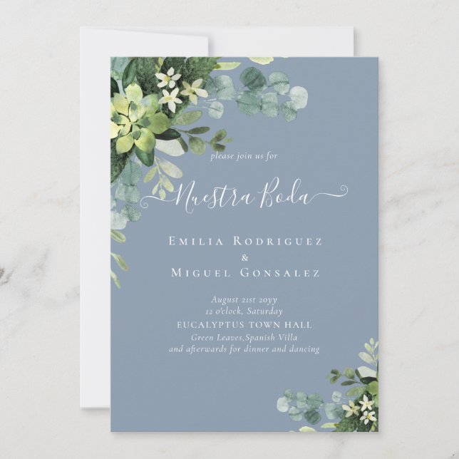 Casamento espanhol NUESTRA BODA Eucalyptus Greener (Frente)