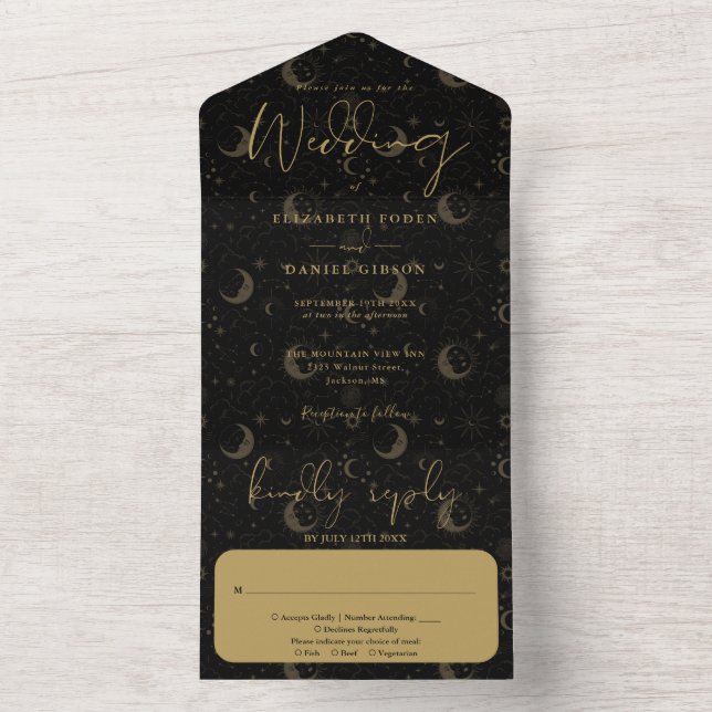 Casamento Espiritual Celestial Preto e Dourado (Inside)