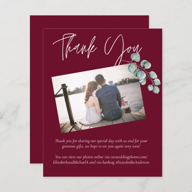 Casamento EUCALYPTUS Branco BURGUNDY de Baixo Orça (Frente/Verso)