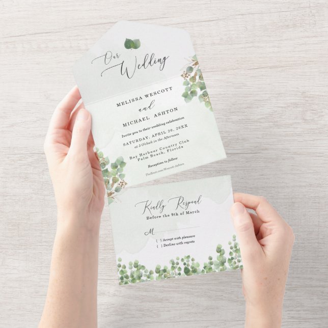 Casamento Eucalyptus Com Aquarelas Verdes Rustic S (Tearaway)