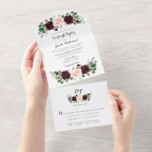 Casamento Eucalyptus Floral Cor-de-Rosa-Blush Verm