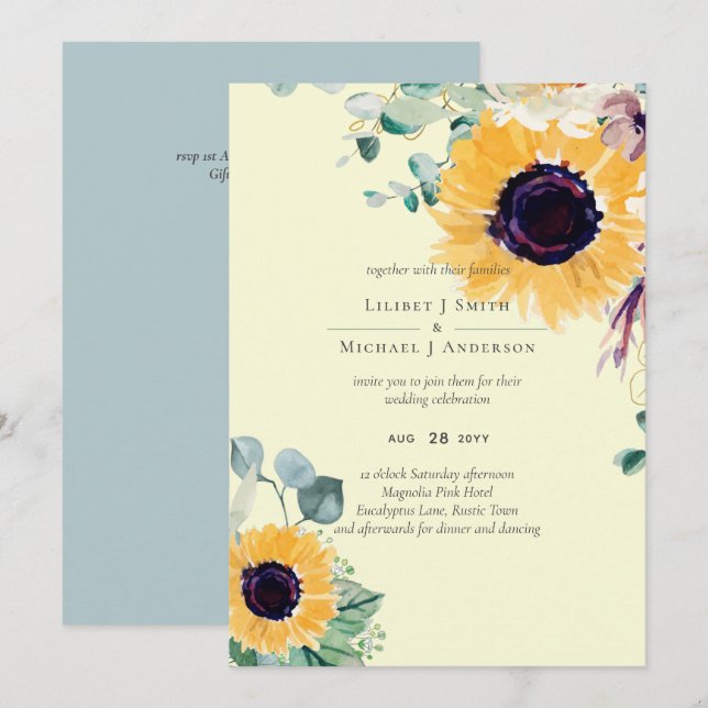 Casamento Eucalyptus Greenery (Frente/Verso)