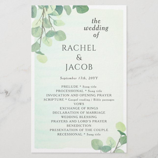 Casamento Eucalyptus Greenery Watercolor (Frente)