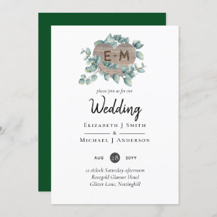 Casamento Eucalyptus - Monograma de Aquarela Verde