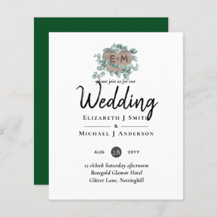 Casamento Eucalyptus - Monograma de Aquarela Verde