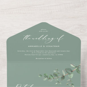 Casamento Eucalyptus orçamento sábio convite verde
