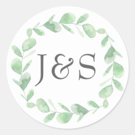 Casamento Eucalyptus personalizou adesivos iniciai