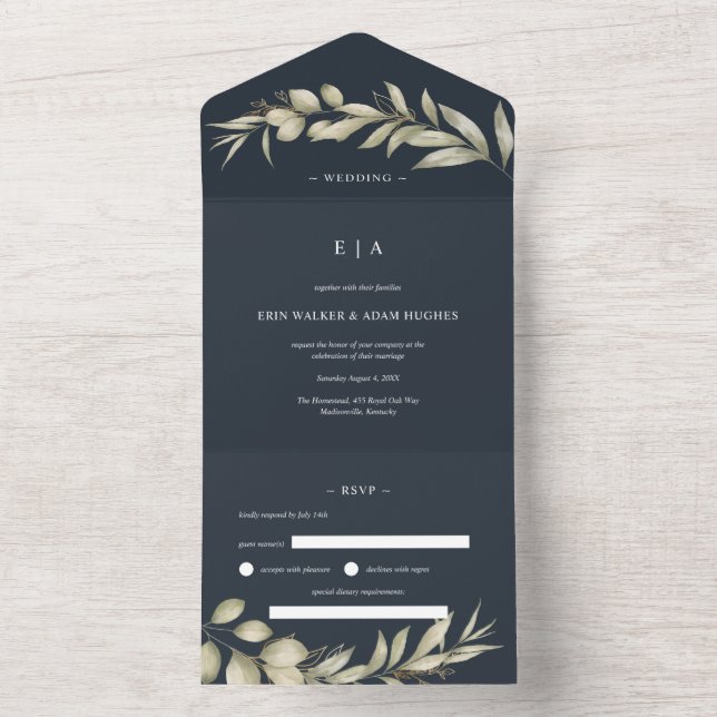 Casamento Eucalyptus Wreath, Marinho Azul Escuro (Interno)
