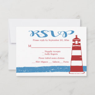 Casamento Farol Vermelho Listras Azuis RSVP Náutic