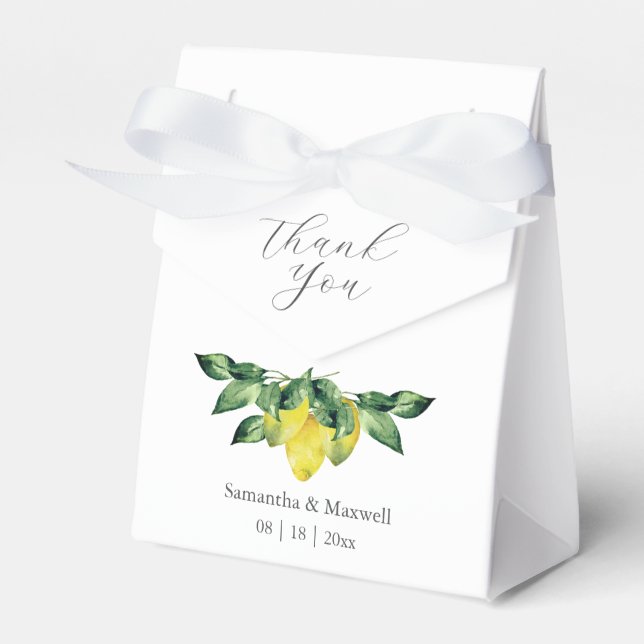 Casamento Favoritos Caixas Azuis Dusty Botânica (Frente)