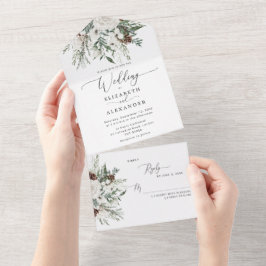 Casamento festivo evergreen no inverno elegante