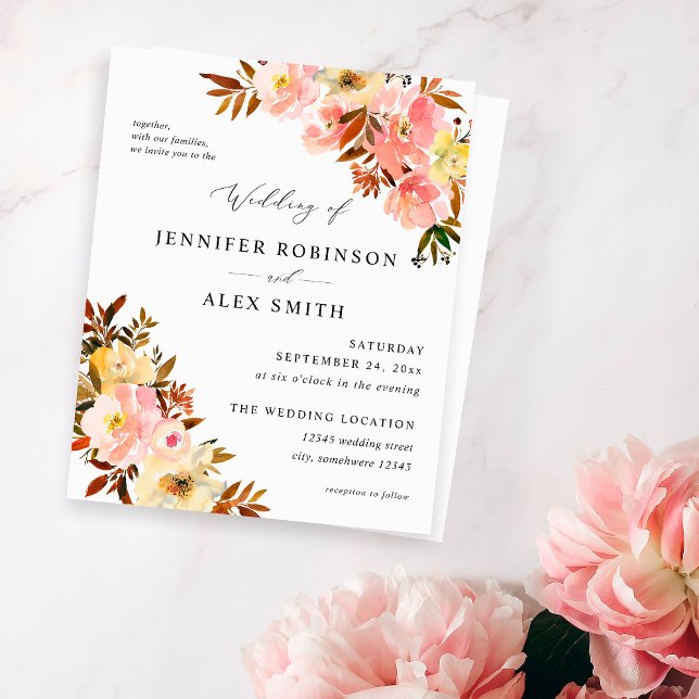 Casamento Floral Amarelo-Rosa-Cor-de-Ouro-Ouro (Criador carregado)