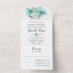Casamento Floral Aquarela Verde-Menta