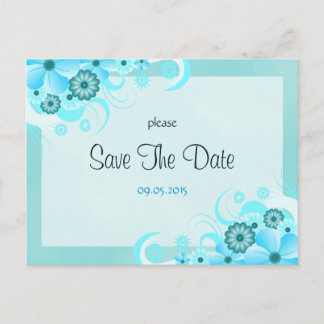 Casamento Floral Azul-Aqua Claro Salva Cartões De 