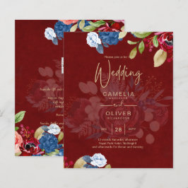 Casamento Floral Azul Borgonha Rústico