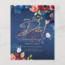 Casamento Floral Azul Borgonha Rústico SALVE A DAT