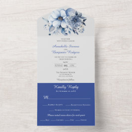 Casamento Floral Azul Branco e Cinza