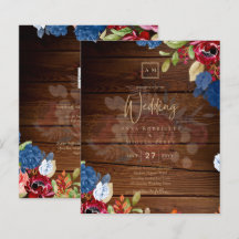 Casamento Floral Azul Burgundy Rústico