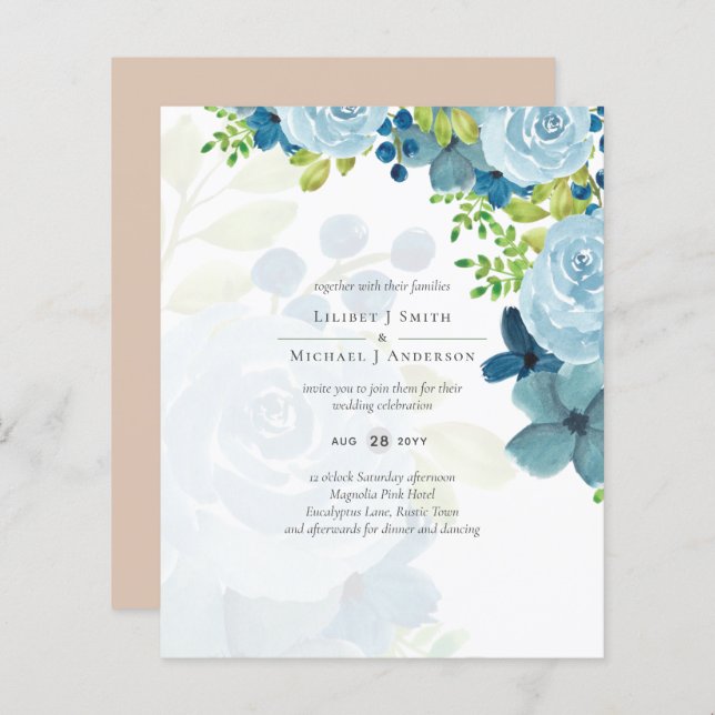 Casamento Floral Azul com Dusty (Frente/Verso)