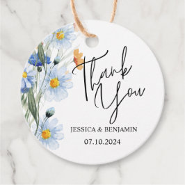 Casamento Floral Azul Daisies Obrigado Etiquetas F