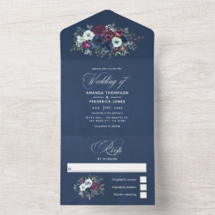 Casamento Floral Azul de ameixa e Marinho Tudo em