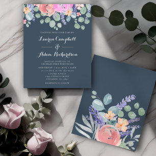 Casamento Floral Azul e Eucalyptus Watercolor