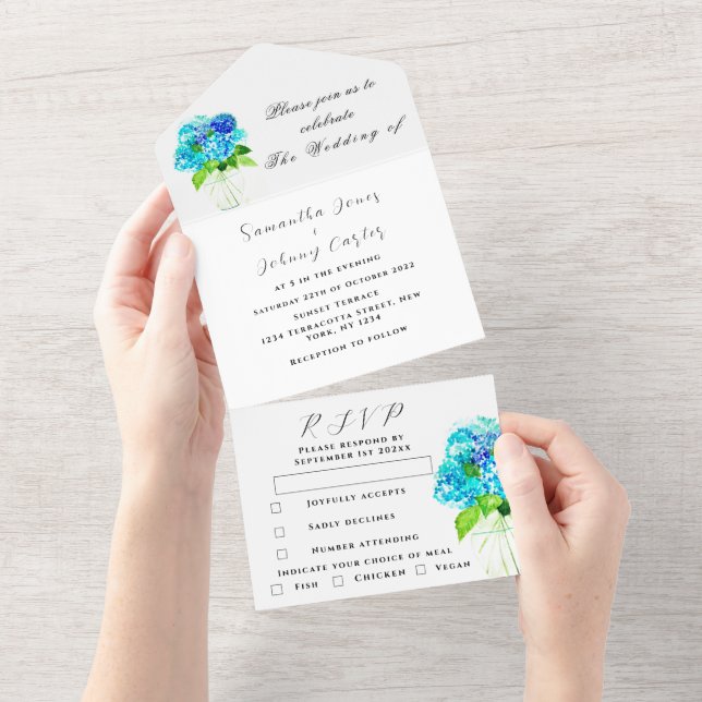 Casamento Floral Azul Hydrangea (Tearaway)