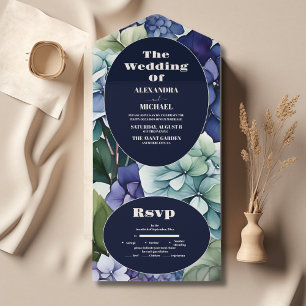 Casamento Floral Azul Hydrangea Watercolor
