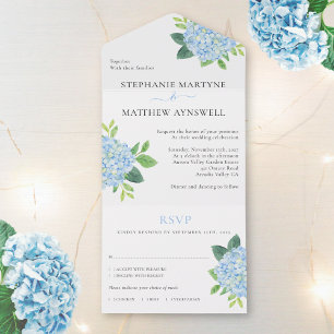 Casamento Floral Azul Hydrangea Watercolor