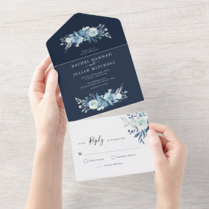 casamento floral azul-marinho elegante